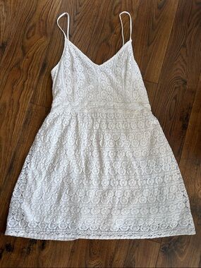 Abercrombie & Fitch White Lace Spaghetti-Strap Dress